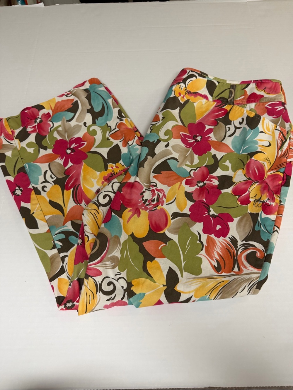 Talbots floral pants, straight leg, Petite 18W
